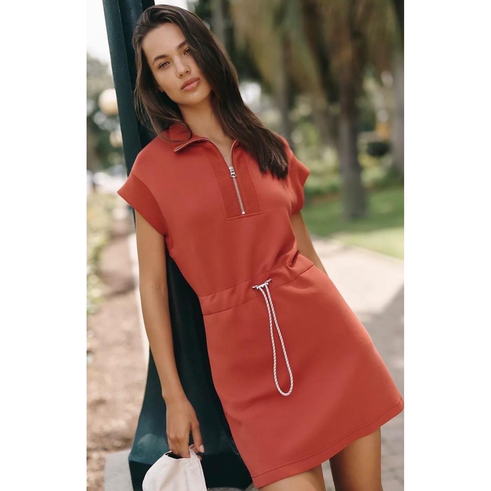 Varley Avaya Half Zip Mini Dress Bossa Nova Size M Double Soft